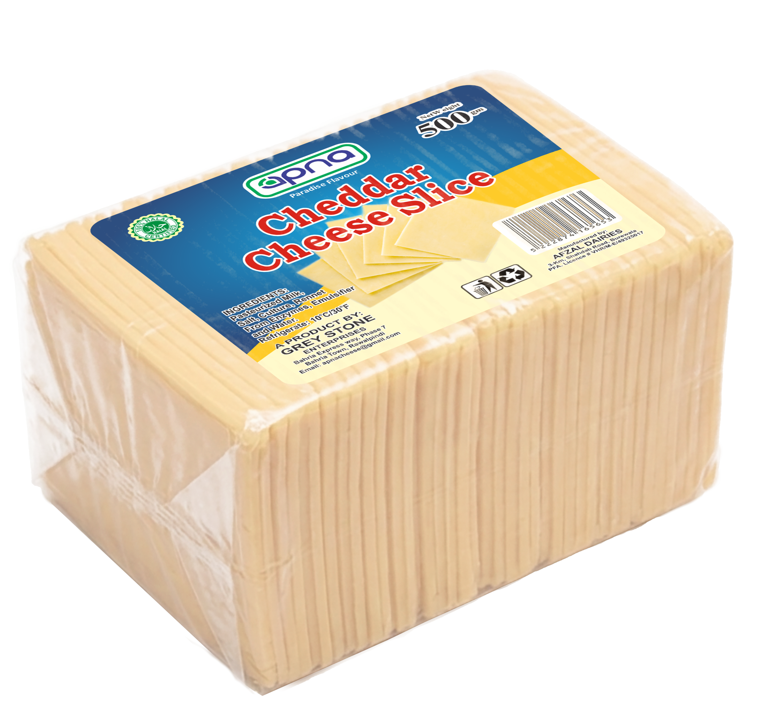 500g cheddar cheese slice mockup Apna Cheddar Cheese Slices 500gm - Image 1