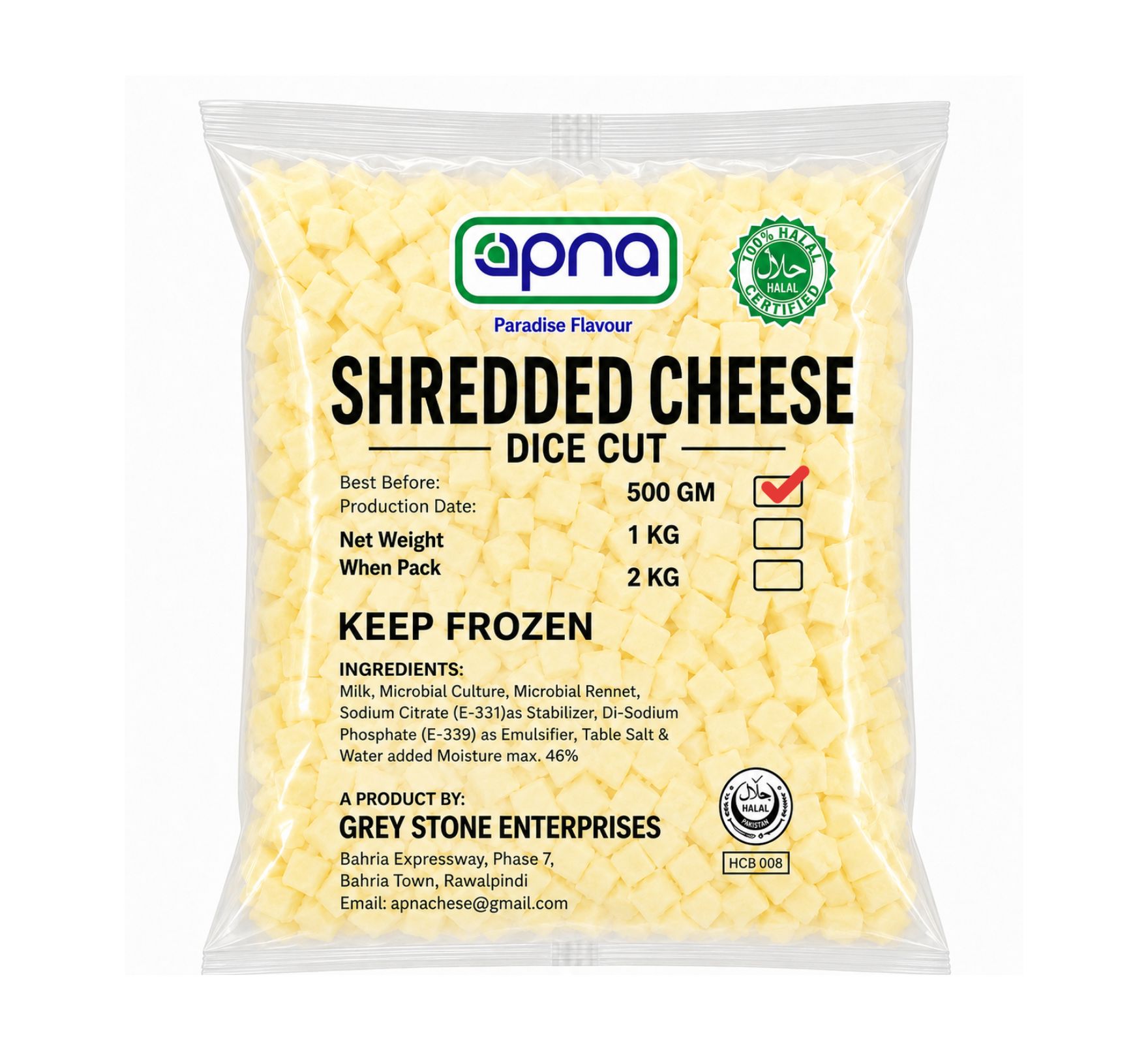 Sheredded Dice Cut 500 g Apna Cheese Dice Cut 500gm - Image 1